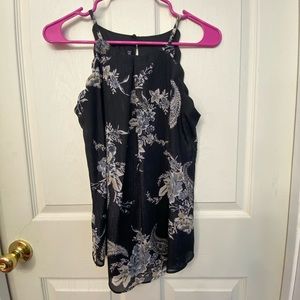 Black shirt with shimmer and flowers